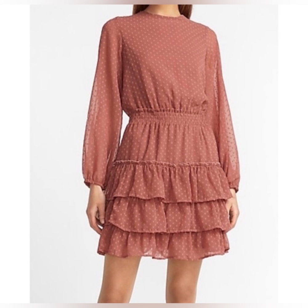 Express Long-Sleeve tiered Ruffle Dress…